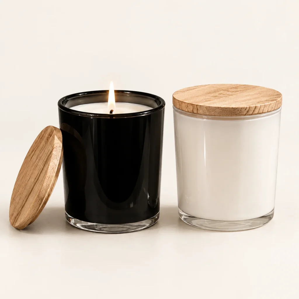 Glass Candle with Wooden Lid