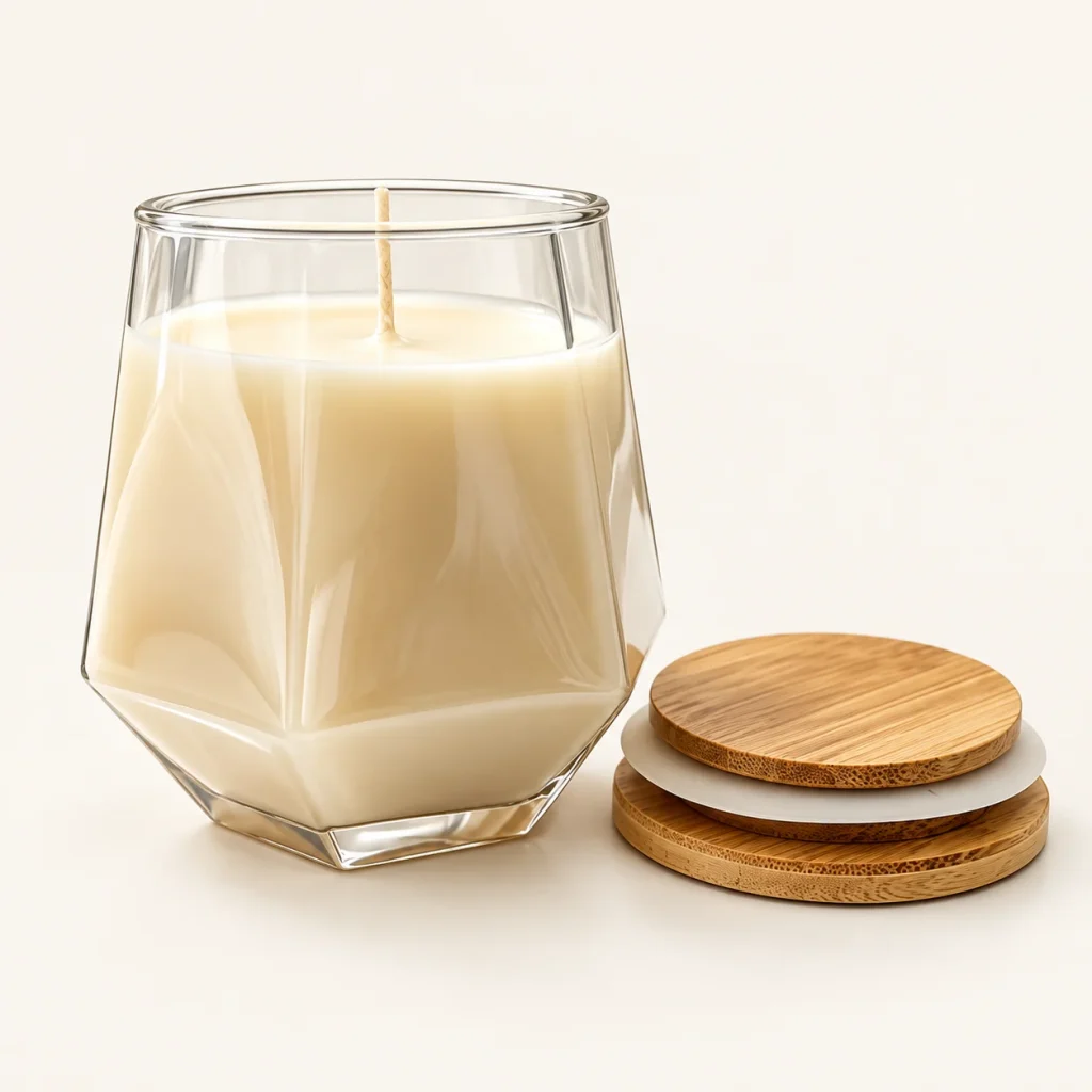 Glass Candle with Bamboo Lid