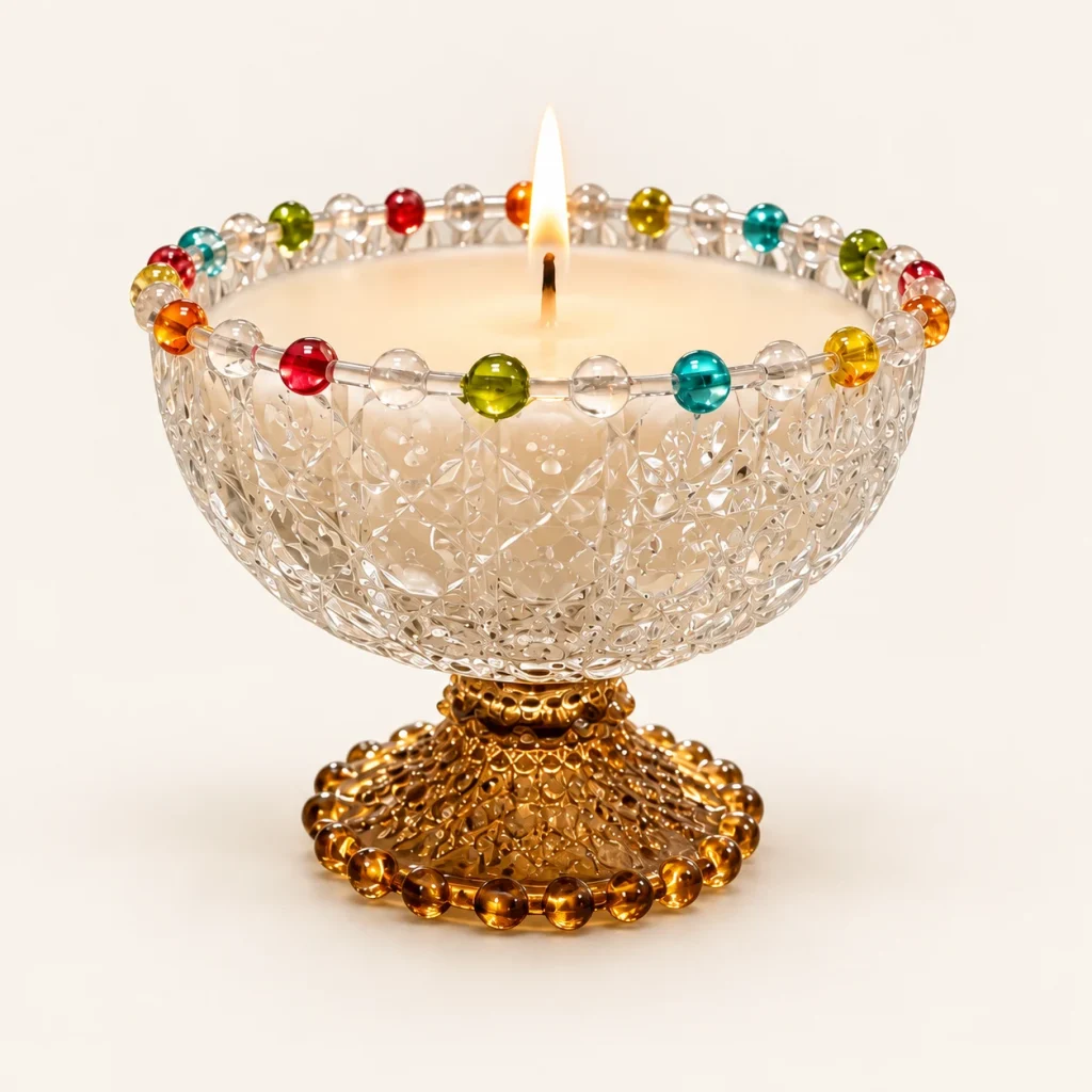 Colourful Bead Goblet Candle