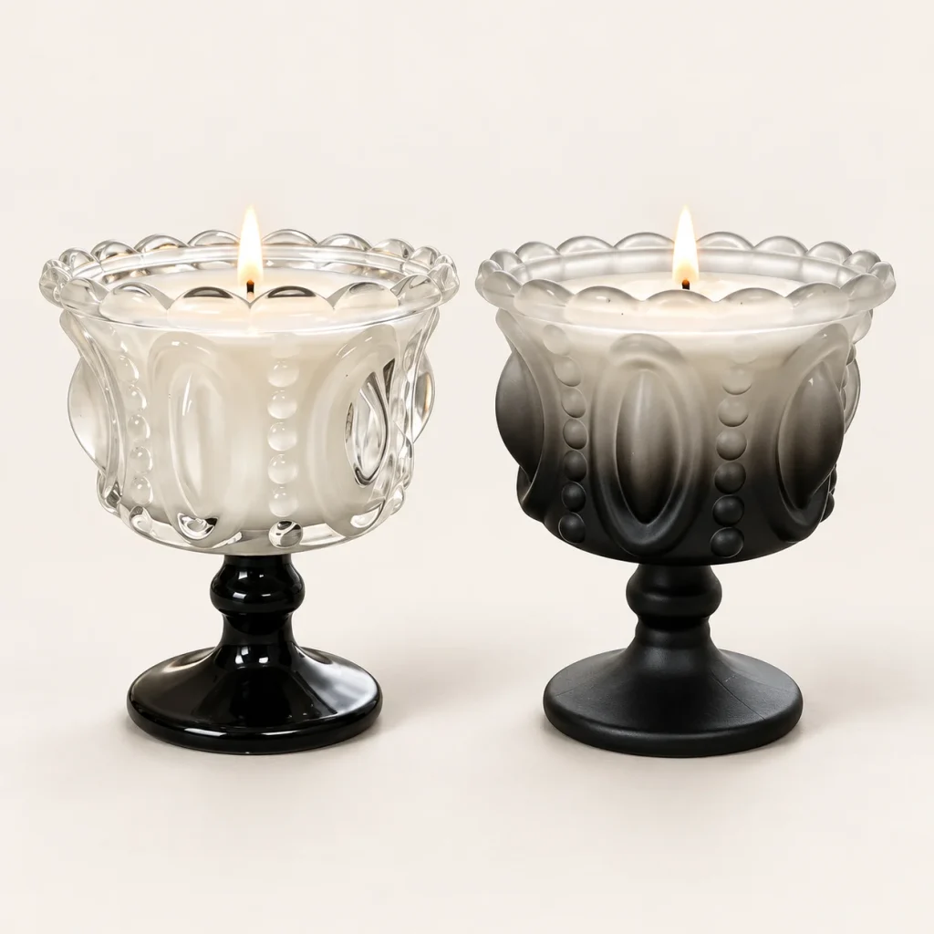 Black Glass Goblet Candle