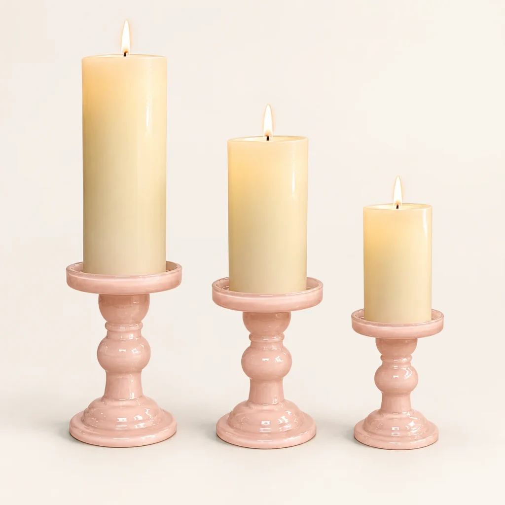 Pink Glass Candle Holder