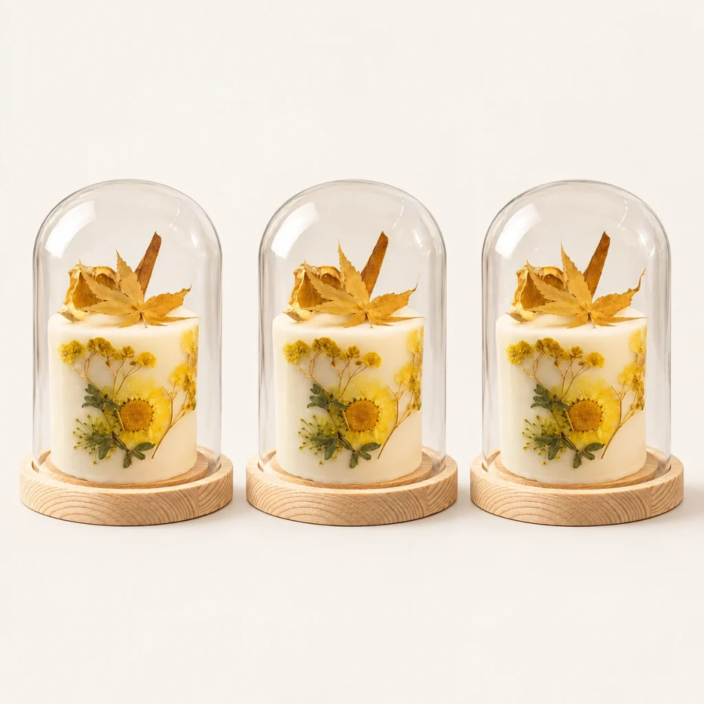 Glass Cloche with Wooden Base