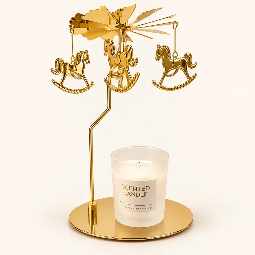 Gold Carousel Candle Holder