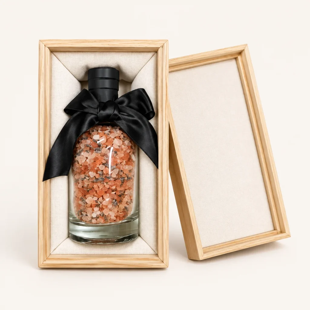 Vodka Bottle Bath Salt Wooden Gift Box