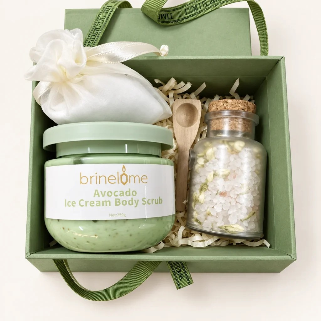 Green Botanical Bath Salt & Avocado Scrub Gift Box