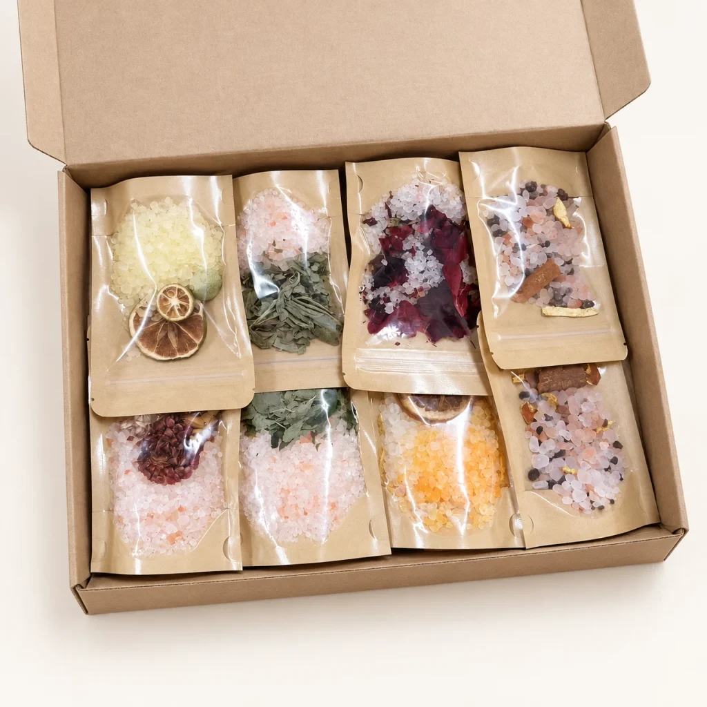 Eight Kraft Bath Salt Pouches Gift Box (50 g)